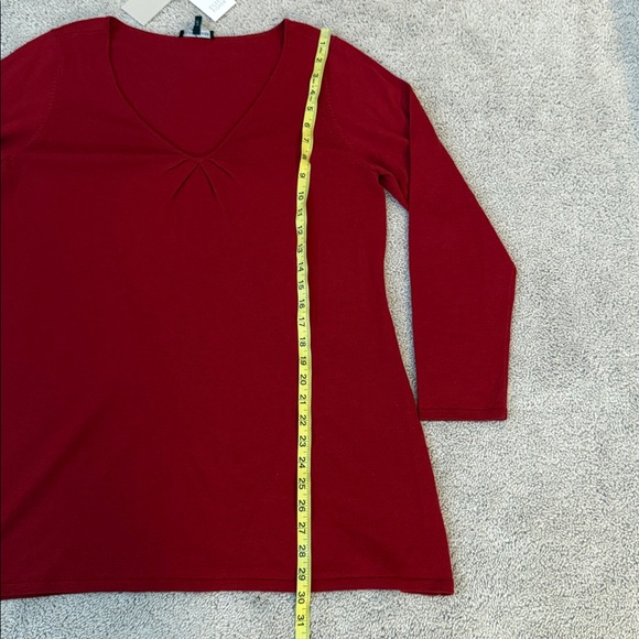 Eileen Fisher Merino Jersey Long Sleeve Top Cranberry Red Size Large - Picture 4 of 7
